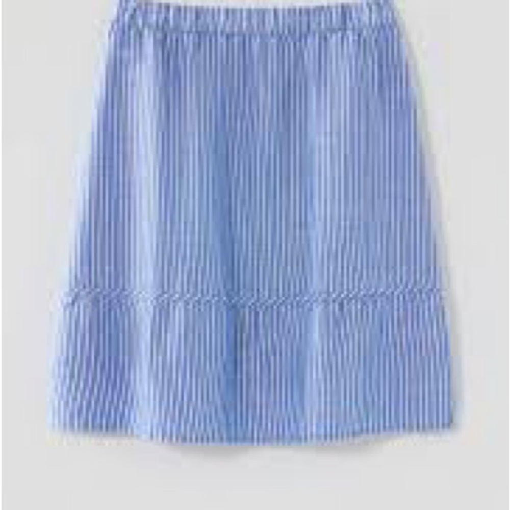 J. Jill Sz L Blue & White Stripe Linen & Rayon Yarn Dyed Skirt - NWT
